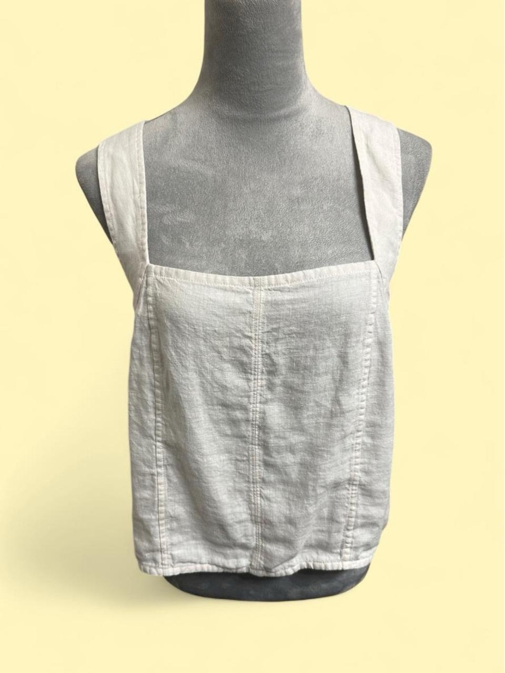 NWT Everlane Linen Crossback Tank Top Natural Chambray Cream Off White